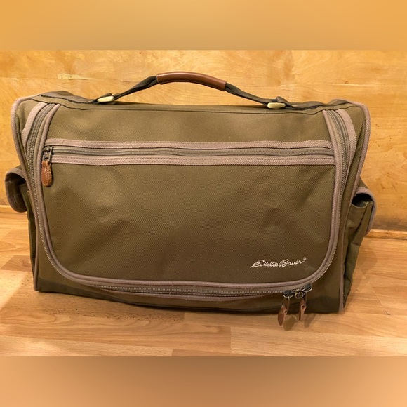 Eddie Bauer Other - Vintage Eddie Bauer Canvas Duffel. Brass hardware. Leather handle. Beautiful.